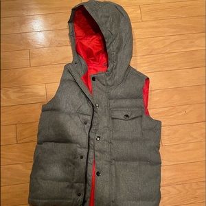 Boys Gray puffy vest with hood